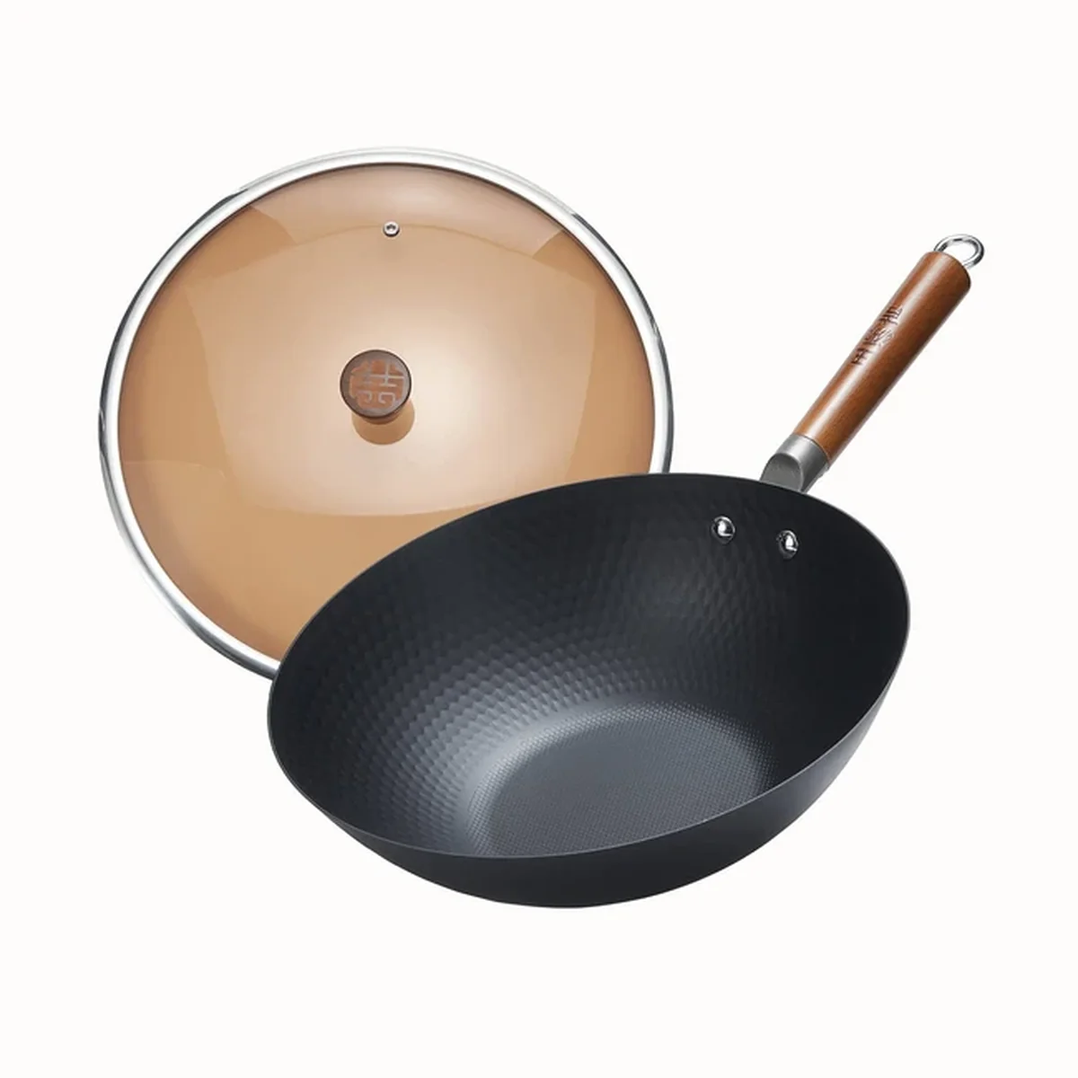 Wang Yuanji Nano Lightweight Iron Pan Homemade Uncoated Flat Bottom WYJ-QG Uncoated less oily smoke 30cm （without lid）