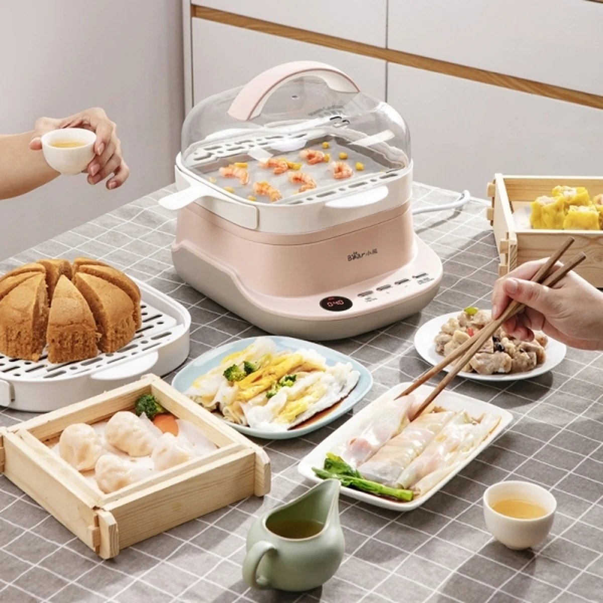 Bear mini rice noodle machine, Electric steamer, CFJ-A30Q3, Double drawer type