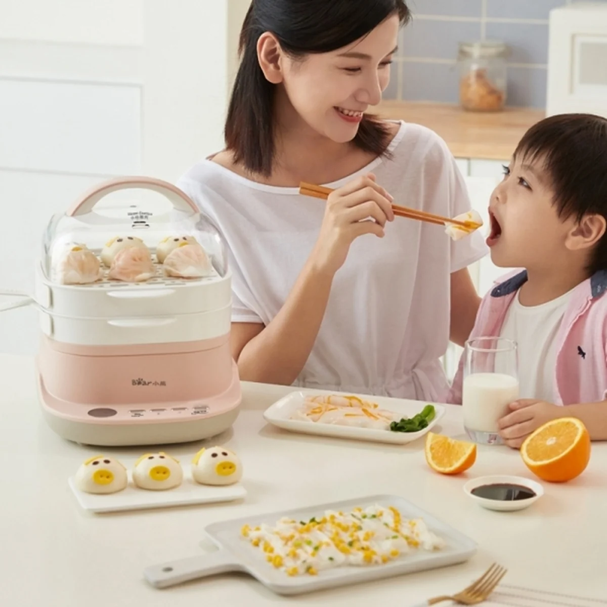 Bear mini rice noodle machine, Electric steamer, CFJ-A30Q3, Double drawer type