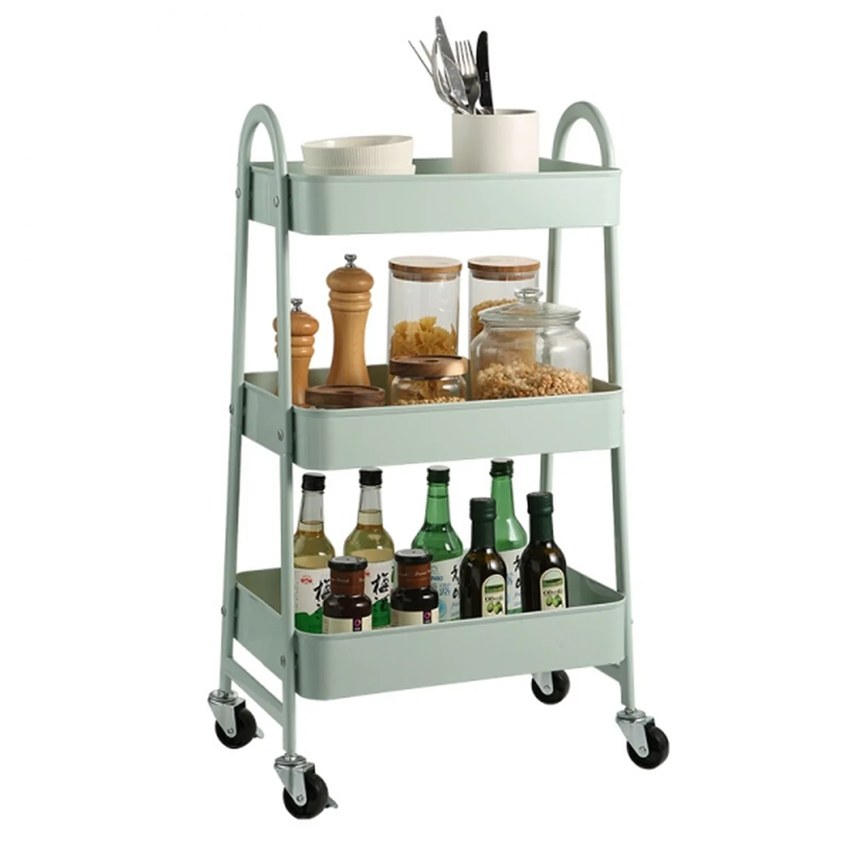 COOKER KING  Three-layer mobile cart,Mobile storage,Practical and space saving
