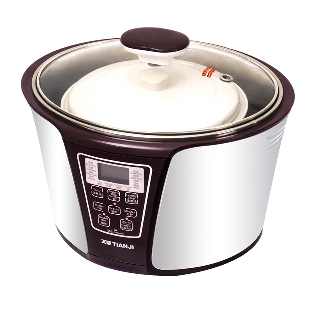 TIANJI 4-In-1 Smart Electric Stew Pot Ceramic Pot Slow Cooker DGD33-32EG