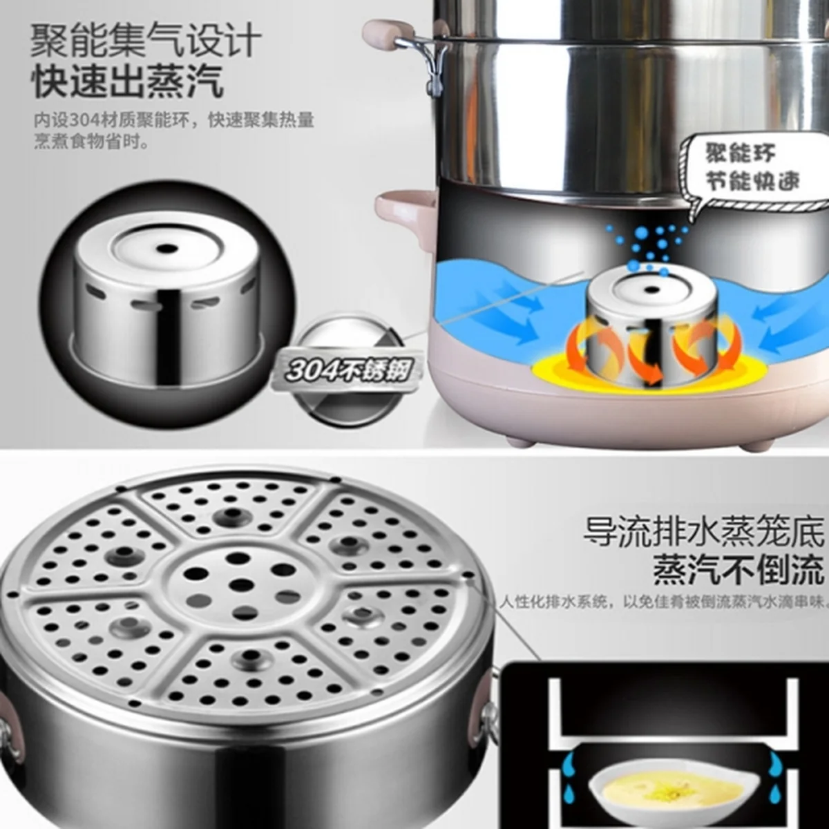 Bear stainless steel electric steamer , Five functions , Convenient, 309mm*240mm*380mm