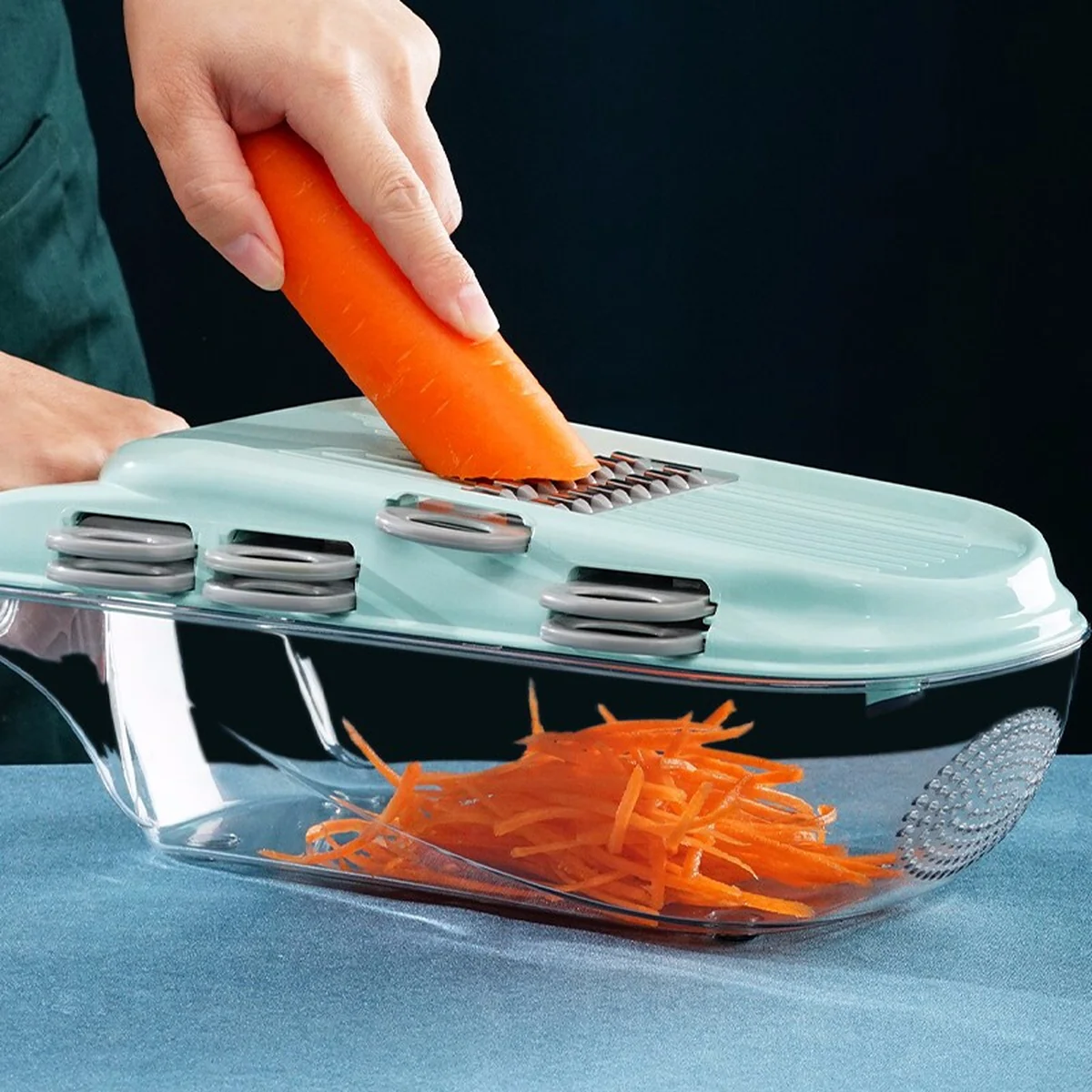 Migecon Multi-function cutting vegetable artifact grater Gray,7 kinds of blades, green