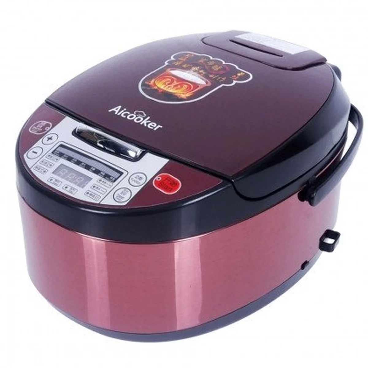 Aicooker Multi-Function Purple Clay Pot Digital Rice Cooker and Slow Cooker F401B,4.0-Liter/10 cups uncooked