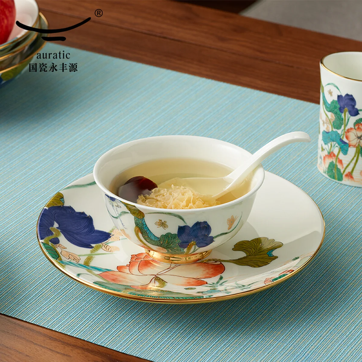 AURATIC, Happy Heming 31 head tableware, Bowl, dish, spoon, household Chinese gift set