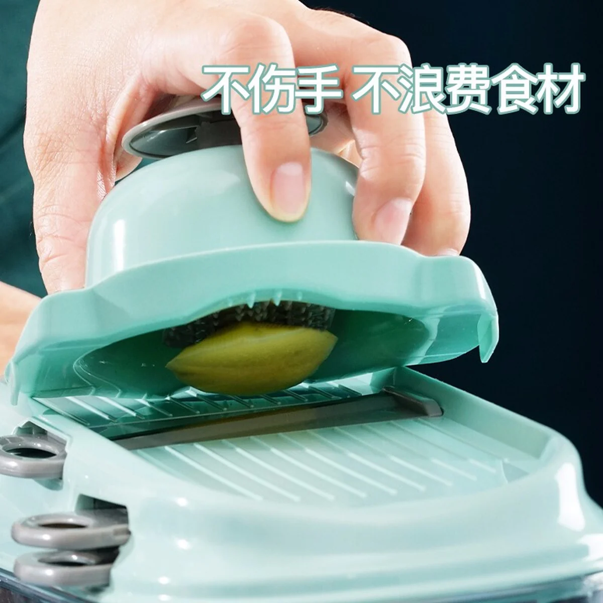 Migecon Multi-function cutting vegetable artifact grater Gray,7 kinds of blades, green