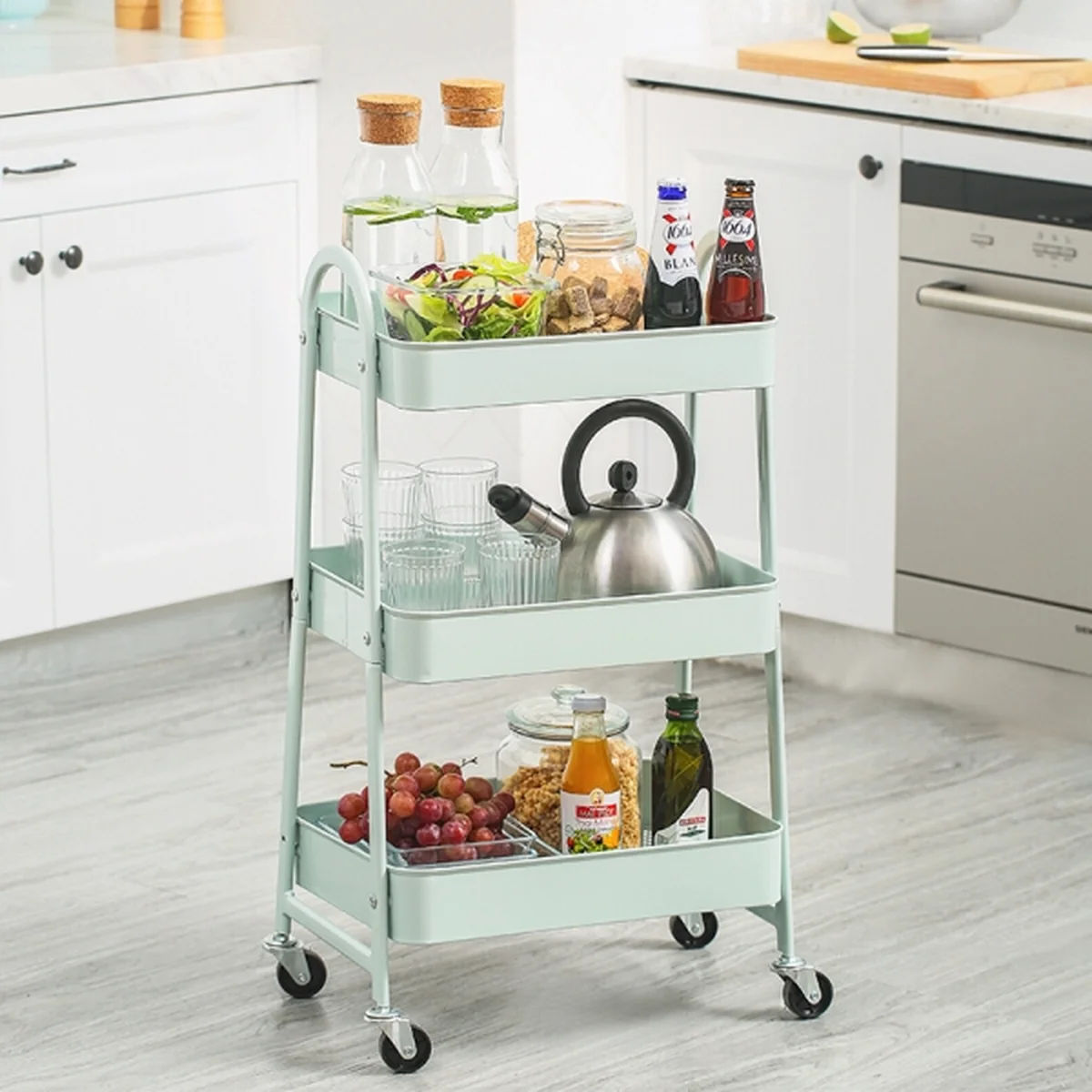COOKER KING  Three-layer mobile cart,Mobile storage,Practical and space saving