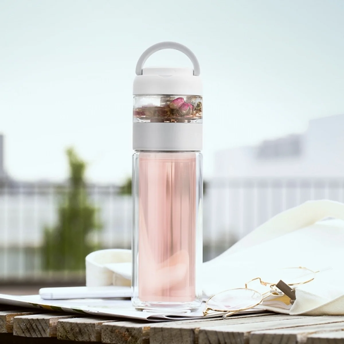 【包邮】特美刻 茶水分离泡茶杯 高硼硅玻璃 双层隔热 茶仓80ml杯体260ml