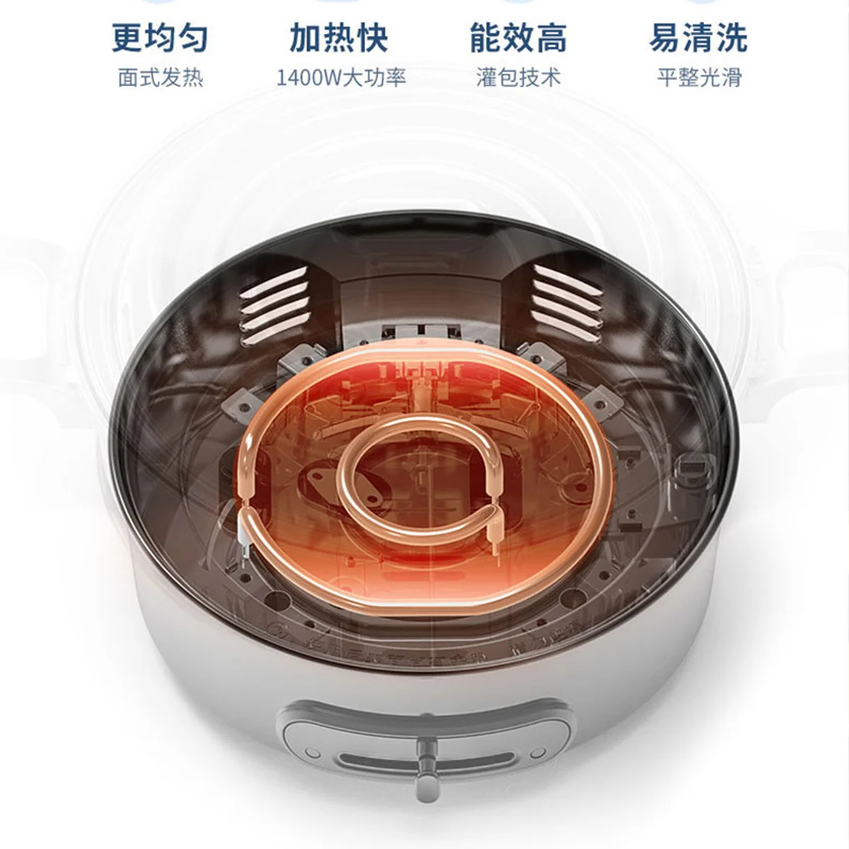 Joydeem 多功能料理锅烹饪锅多用途锅 JD-3702W 三档精准控温 4套烤盘 椰奶白