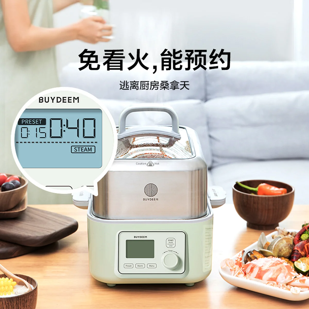 Buydeem北鼎 多功能蒸炖锅G563 智能预约 防干烧 单/双层蒸炖锅