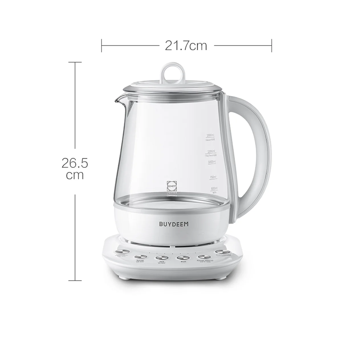 Buydeem北鼎 全自动养生壶家用多功能烧水壶煮茶壶K123US 炖煮一体 本白色1.5L