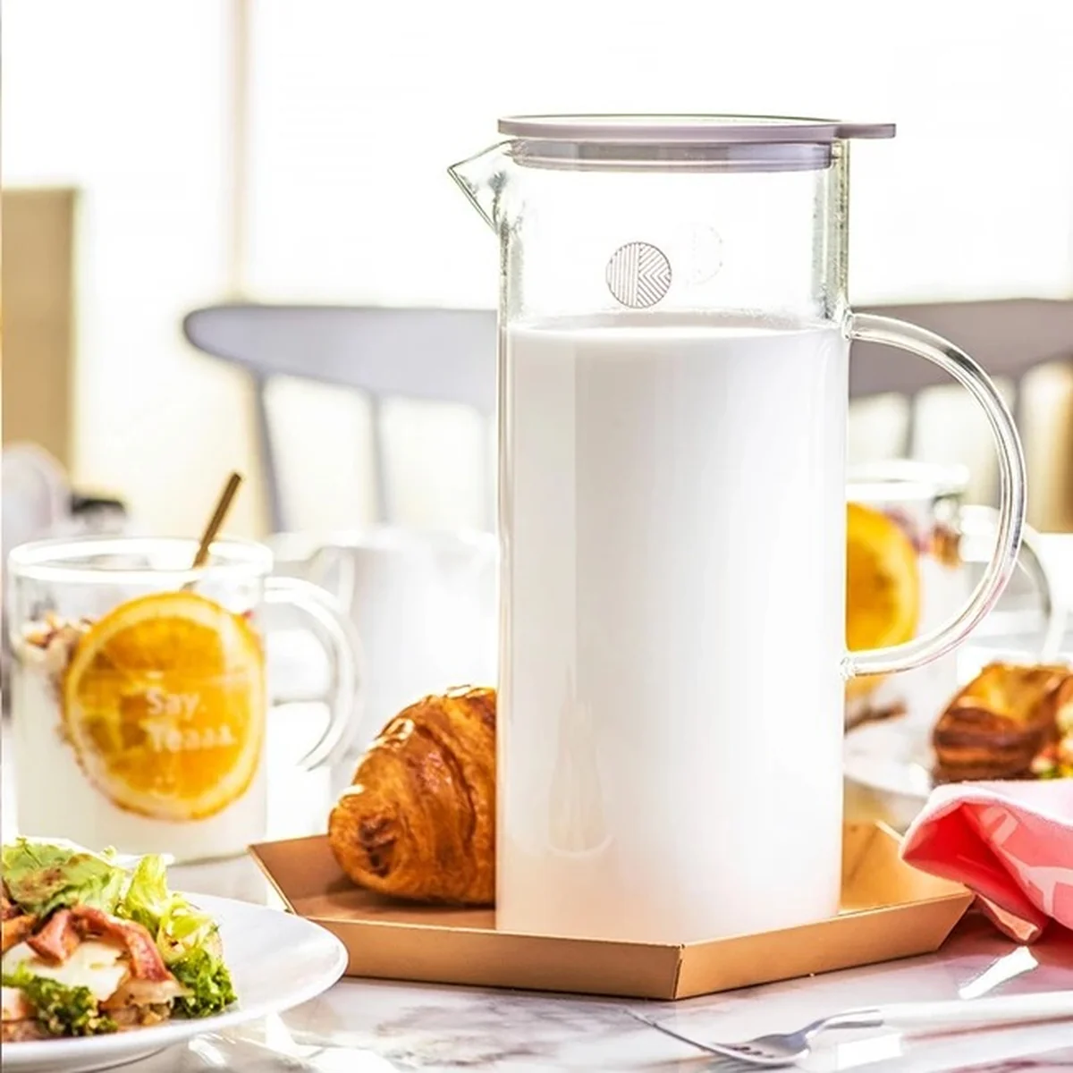 【包邮】Buydeem北鼎 玻璃凉水壶Glass-Jug 耐高温果汁壶带柄 大容量冷水壶 家用水具 1200ml