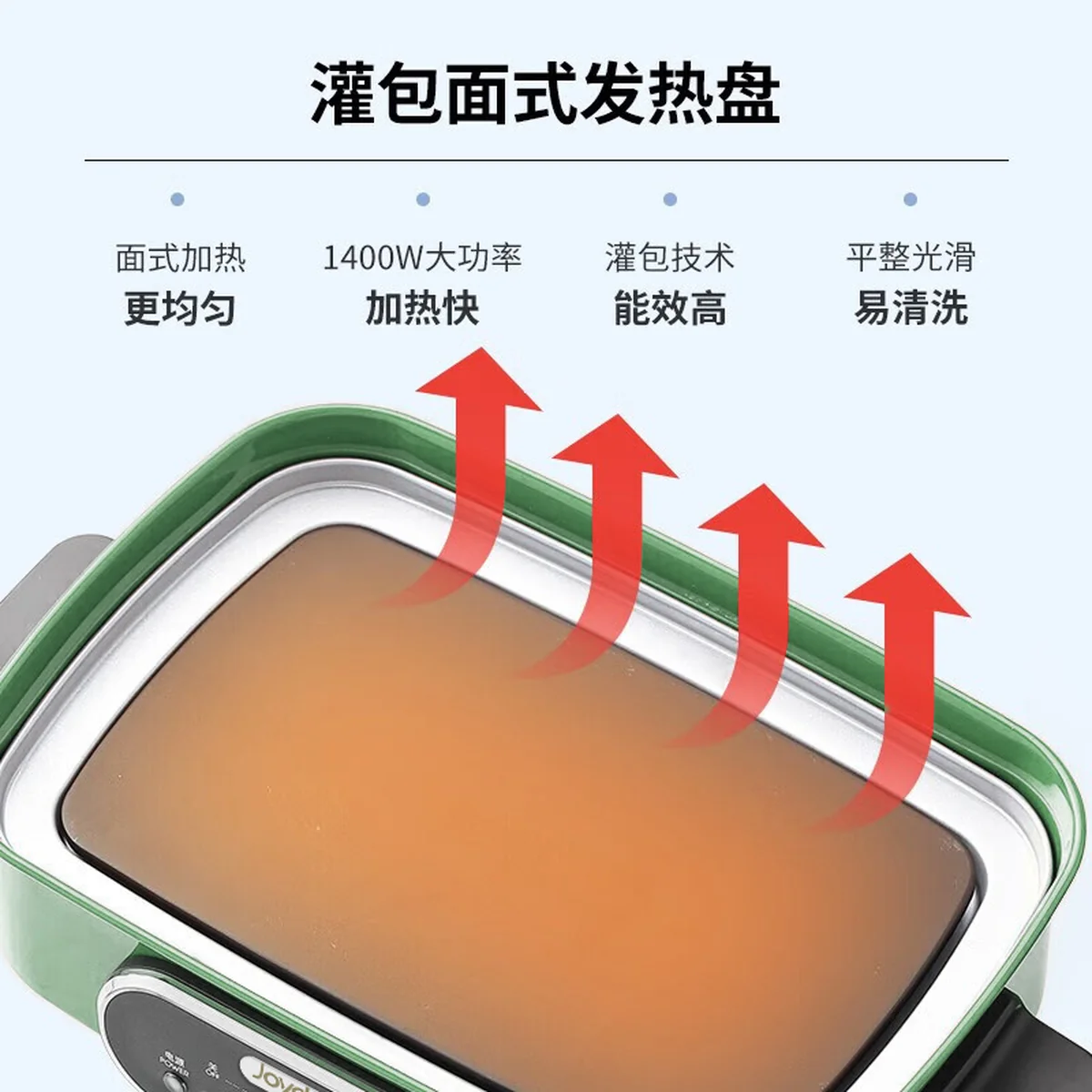 Joydeem多功能锅料理锅 电火锅JD-HG9088G 薄荷绿 标配：深锅盘+牛扒盘+蒸盘 4.5L