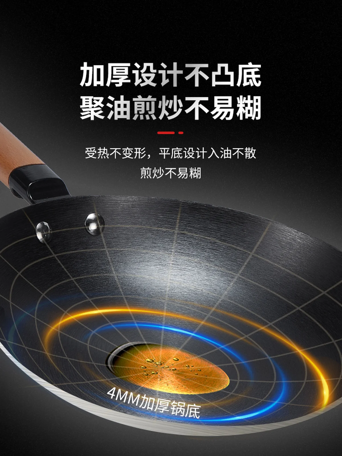 王源吉 窒化年轮锅煎锅WYJ-26JPNLG 含锅盖 无涂层不易锈 26cm