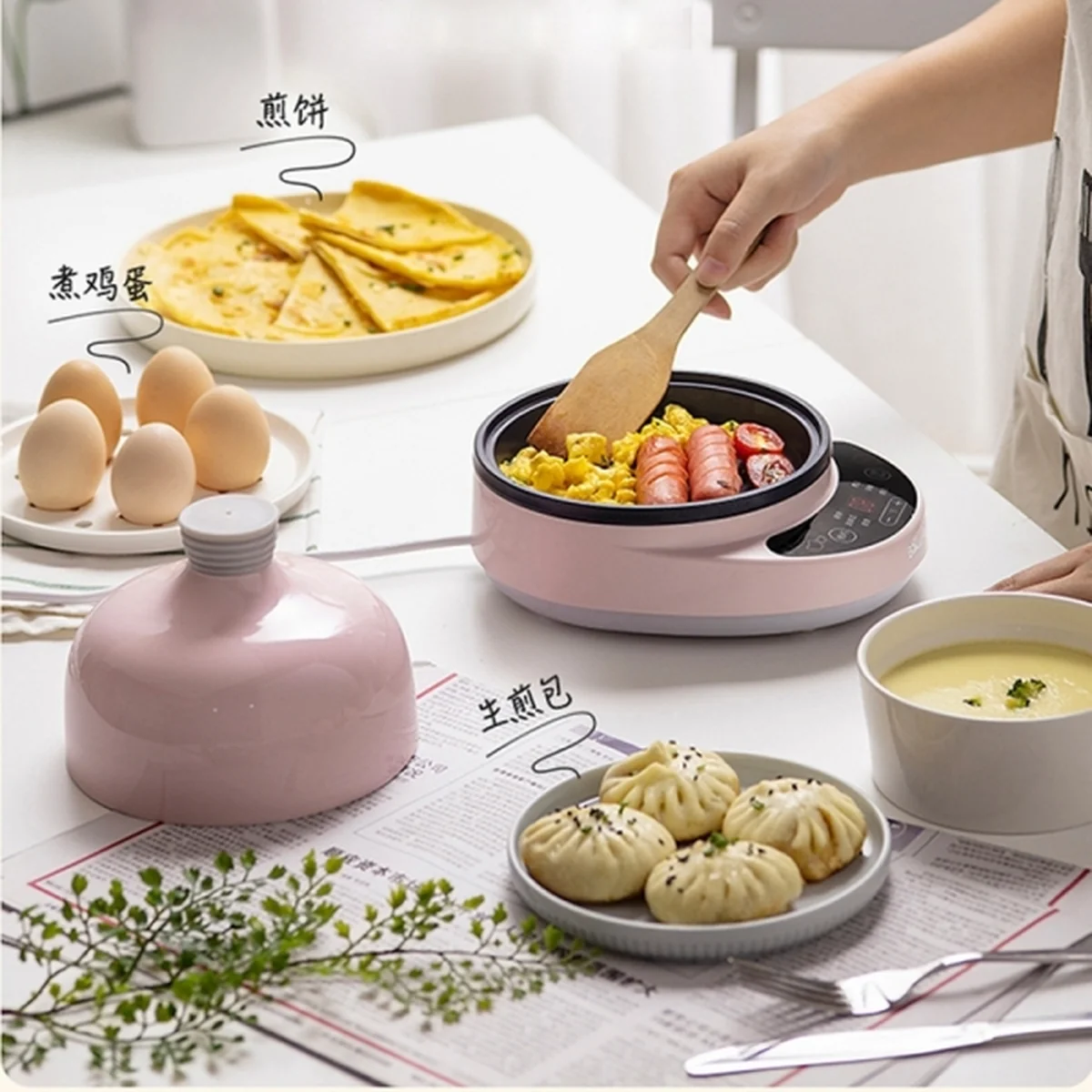 Bear Multifunctional Egg Cooker Food Supplement ZDQ-B05C1 Ceramic Material Appointment Timing Pink