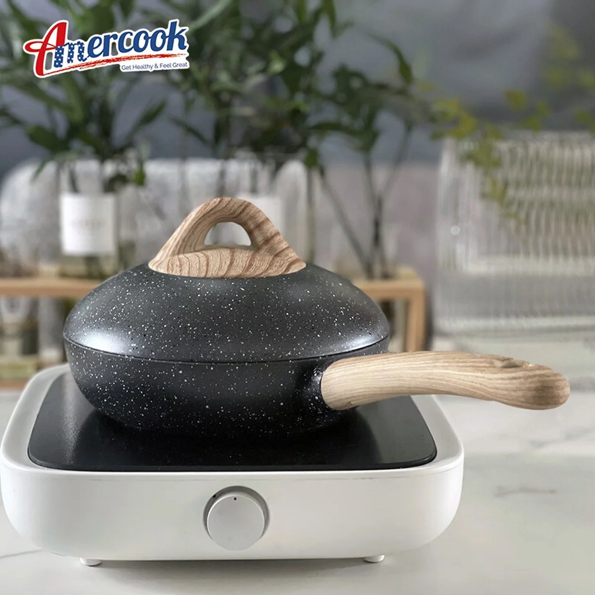 【不再补货】Amercook别致系列小球锅套装 奶锅煎锅小汤锅不粘锅2件套 电磁炉燃气通用 16cm
