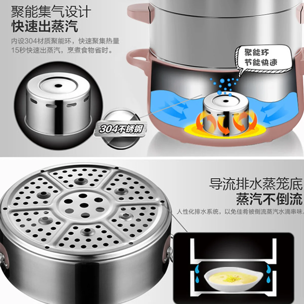 Bear stainless steel electric steamer , Five functions , Convenient, 309mm*240mm*380mm
