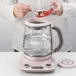 Bear Automatic Thickening Glass Health Pot Bird's Nest Pot YSH-C18R1 Stew Dual-Purpose Double Cover Stew Pot Pink