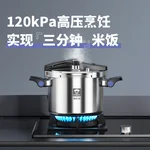 【不再补货】康巴赫 多重防爆折叠可立锅盖家用304不锈钢压力锅快煮电磁炉燃气通用 22cm直径【6L容量】
