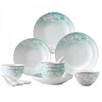 Songfa Ceramic 18-Peach Blossom Tableware Set, Prevent burns and prevent slipping