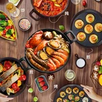 Joydeem 多功能料理锅烹饪锅多用途锅 JD-3702W 三档精准控温 4套烤盘 椰奶白