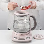 Bear Automatic Thickening Glass Health Pot Bird's Nest Pot YSH-C18R1 Stew Dual-Purpose Double Cover Stew Pot Pink