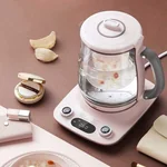 Bear Automatic Thickening Glass Health Pot Bird's Nest Pot YSH-C18R1 Stew Dual-Purpose Double Cover Stew Pot Pink