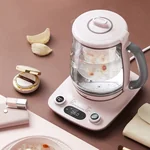 Bear Automatic Thickening Glass Health Pot Bird's Nest Pot YSH-C18R1 Stew Dual-Purpose Double Cover Stew Pot Pink