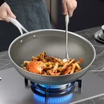 康巴赫第七代真钛蜂窝锅家用炒锅不锈钢不粘锅炒菜锅 32CM