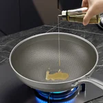 康巴赫第七代真钛蜂窝锅家用炒锅不锈钢不粘锅炒菜锅 32CM