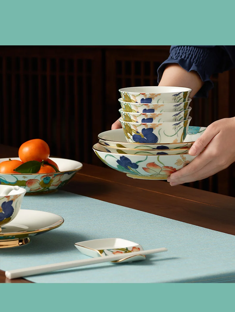 AURATIC, Happy Heming 31 head tableware, Bowl, dish, spoon, household Chinese gift set detail image 20