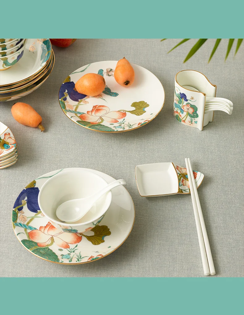 AURATIC, Happy Heming 31 head tableware, Bowl, dish, spoon, household Chinese gift set detail image 21