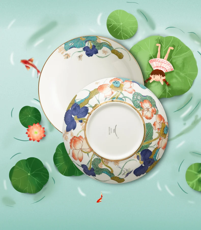 AURATIC, Happy Heming 31 head tableware, Bowl, dish, spoon, household Chinese gift set detail image 11