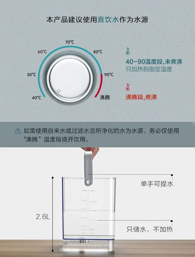 Buydeem北鼎 速热饮水机S7123  即热电热水壶 8种水温选择 小型冲泡奶神器 2.6L 详情图 13