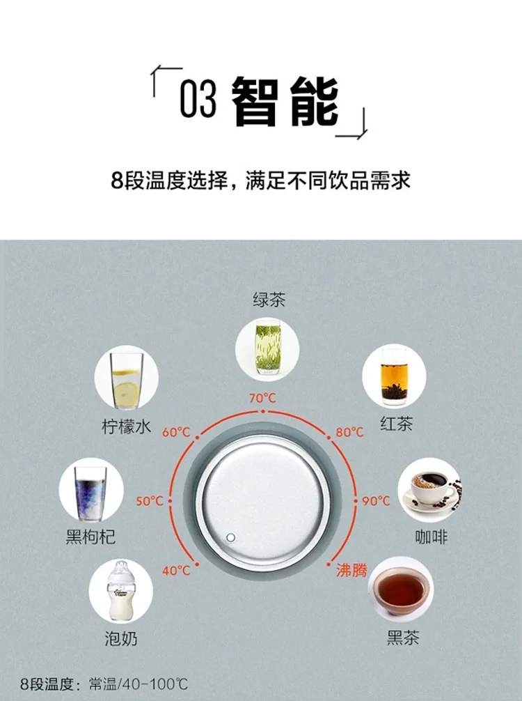 Buydeem北鼎 速热饮水机S7123  即热电热水壶 8种水温选择 小型冲泡奶神器 2.6L 详情图 7
