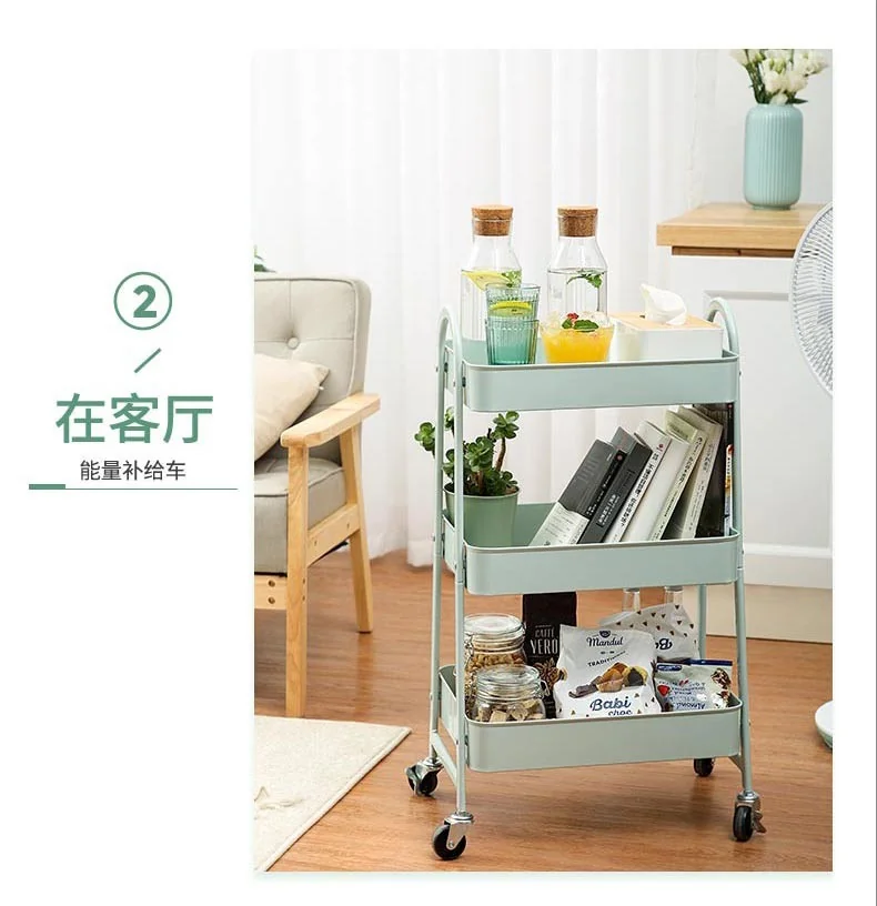 COOKER KING  Three-layer mobile cart,Mobile storage,Practical and space saving detail image 4
