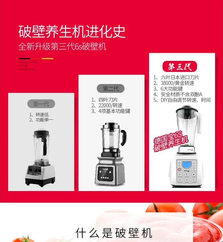 German Pool® Professional High-Speed Vegetable Blender PRO-6SSW Electric Chopper Food Processor detail image 3