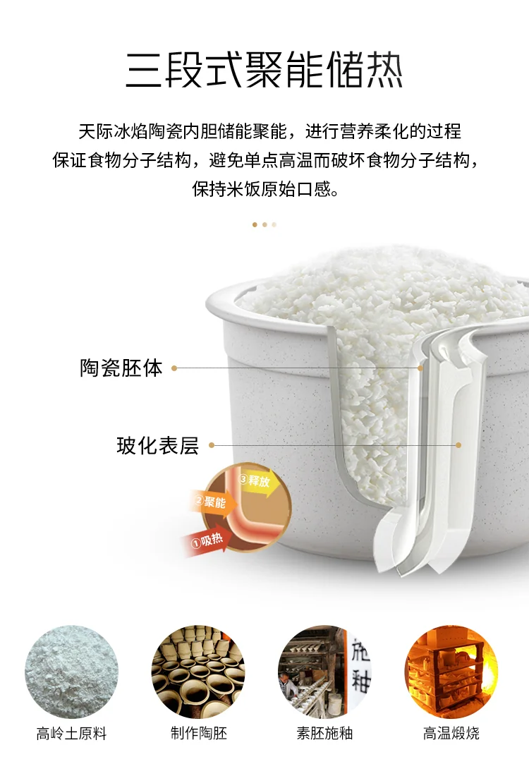 Joydeem 冰焰全瓷电饭煲 FD30AE 全瓷内胆 天然不粘 3L 详情图 7