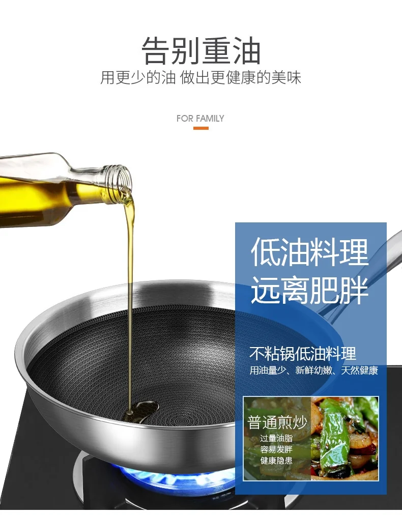 【已停售】Joydeem 家用304不锈钢炒锅 轻油少烟不易粘锅 燃气电磁炉通用30cm(11.8英寸) 详情图 11