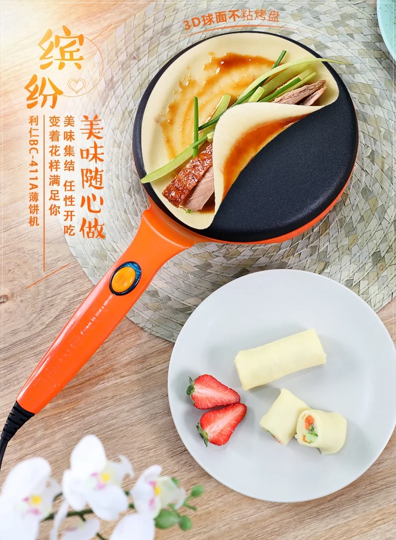 LIVEN Electric Crepe Maker BC-411A  Automatic Temperature Control with Power On/Off Switch and Indicator Light for Perfect Crepes, Blintzes, Pancakes, 8 Inch Diameter detail image 7