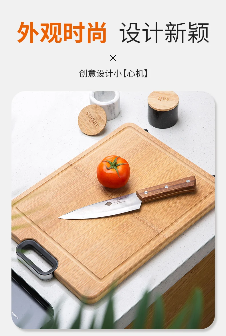 Suncha Whole bamboo cutting board, Thicken and solid, Silicone non-slip, 40*30*2.2cm detail image 5