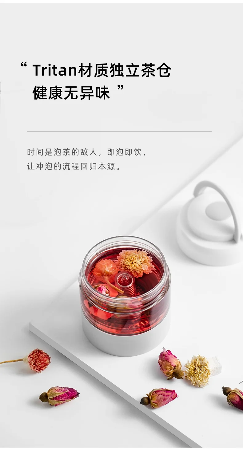 【包邮】特美刻 茶水分离泡茶杯 高硼硅玻璃 双层隔热 茶仓80ml杯体260ml 详情图 9