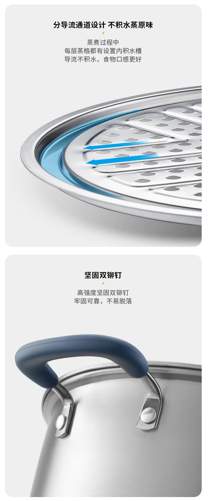 ASD 爱仕达三层复底不锈钢蒸锅 加高大容量 不串味 易收纳 32cm 详情图 17