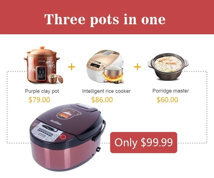 Aicooker Multi-Function Purple Clay Pot Digital Rice Cooker and Slow Cooker F401B,4.0-Liter/10 cups uncooked detail image 15