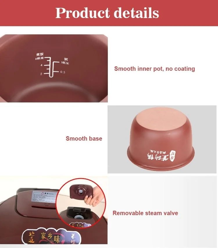 Aicooker Multi-Function Purple Clay Pot Digital Rice Cooker and Slow Cooker F401B,4.0-Liter/10 cups uncooked detail image 16