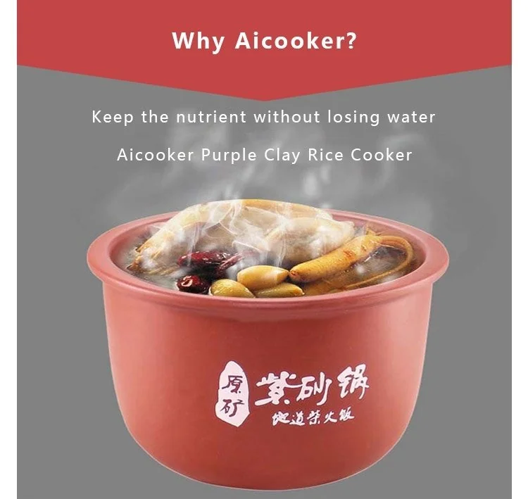 Aicooker Multi-Function Purple Clay Pot Digital Rice Cooker and Slow Cooker F401B,4.0-Liter/10 cups uncooked detail image 7