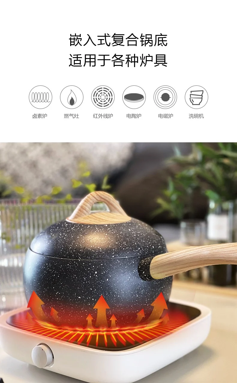 【不再补货】Amercook别致系列小球锅套装 奶锅煎锅小汤锅不粘锅2件套 电磁炉燃气通用 16cm 详情图 13