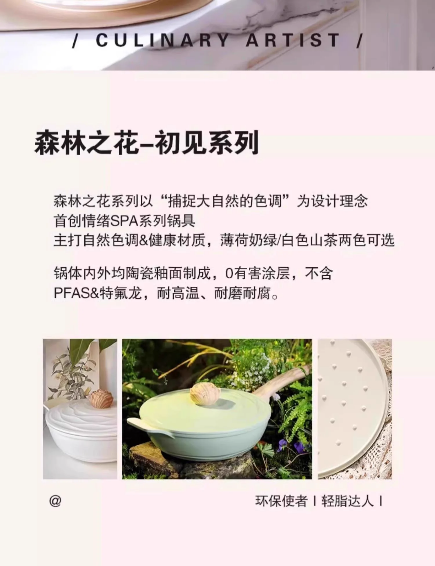 Amercook陶瓷无涂层不粘锅家用炒菜锅平底煎炒锅燃气灶电磁炉通用 白山茶 30cm 详情图 2