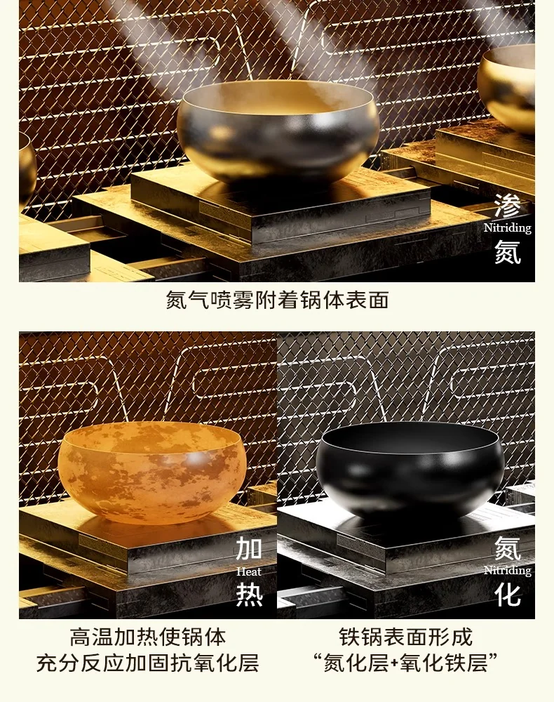 Amercook大肚铁锅家用0涂层铁锅炒锅炒菜锅老式铸铁锅 24cm/4L 详情图 14