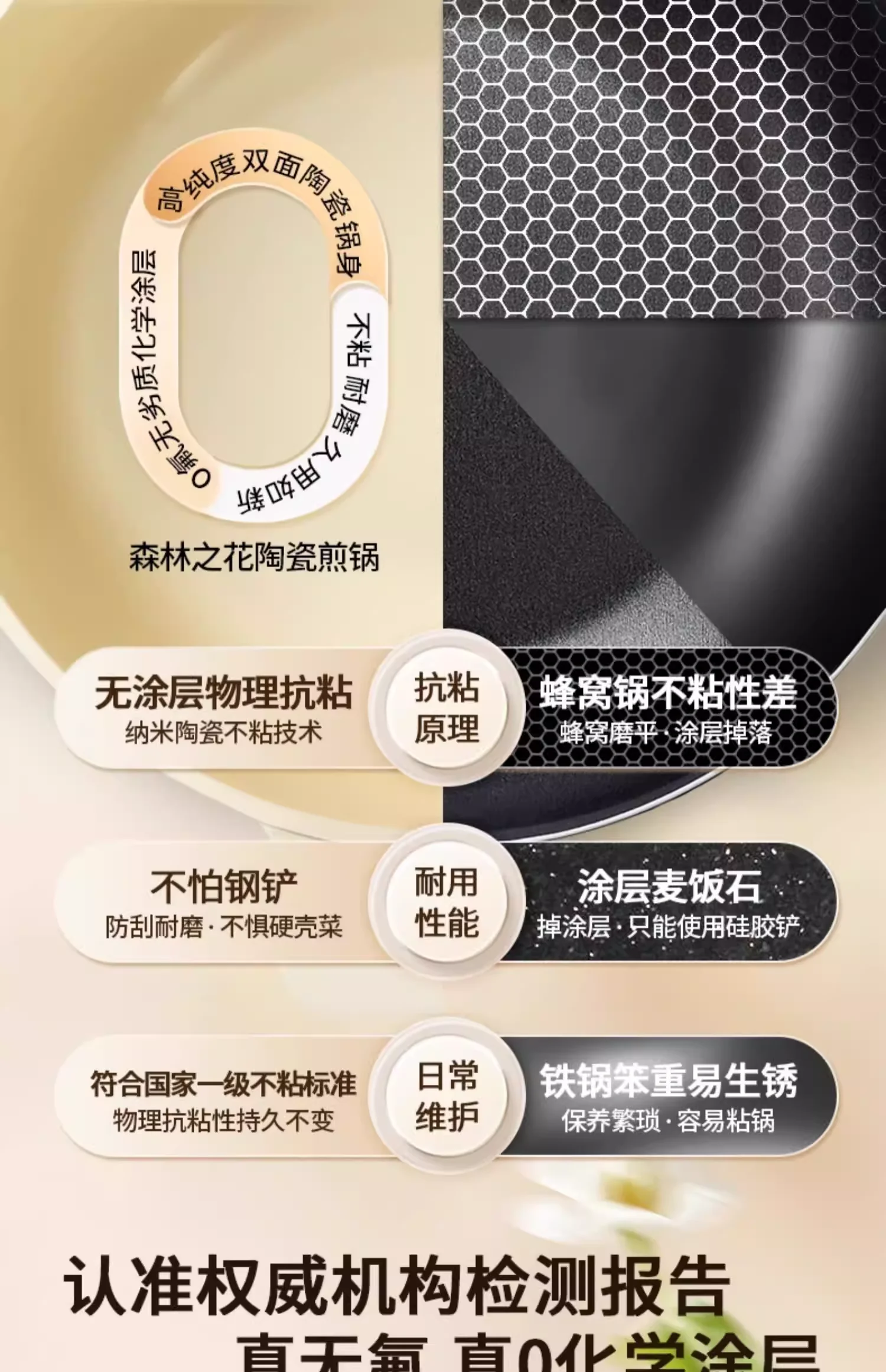 Amercook森林之花陶瓷0氟涂层不粘锅深煎锅平底锅家用煎牛排煎蛋锅 白山茶 25cm 详情图 10
